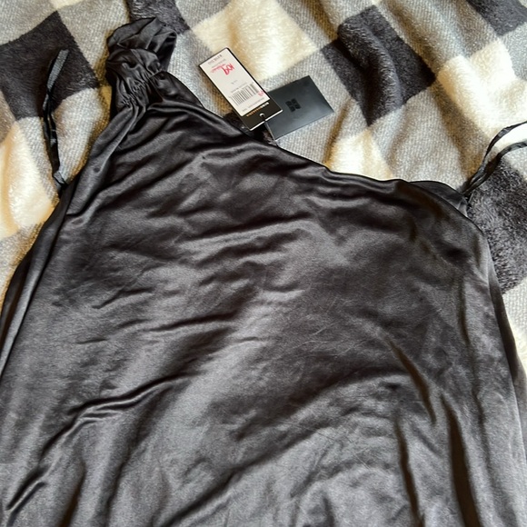 BCBGMAXAZRIA One Shoulder Little Black Dress With Jewel detail. Size Large - Picture 10 of 15